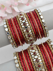 Zeenat Bangle Set / Stack-Maroon 