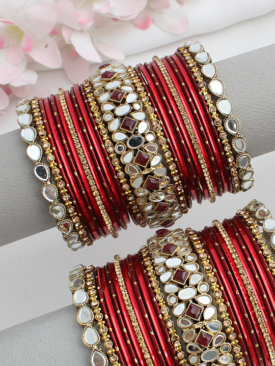 Zeenat Bangle Set / Stack-Maroon 