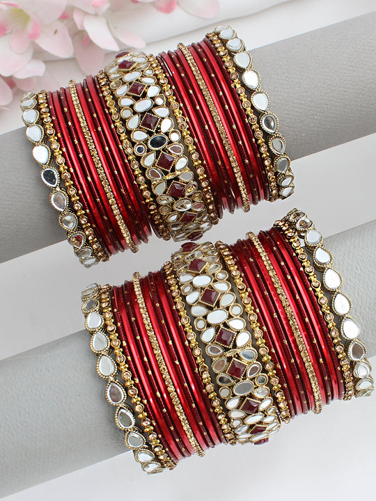 Zeenat Bangle Set / Stack-Maroon 