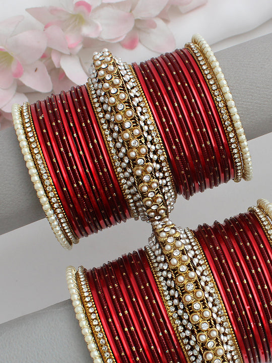 Yashna Bangle Set / Stack-Maroon 