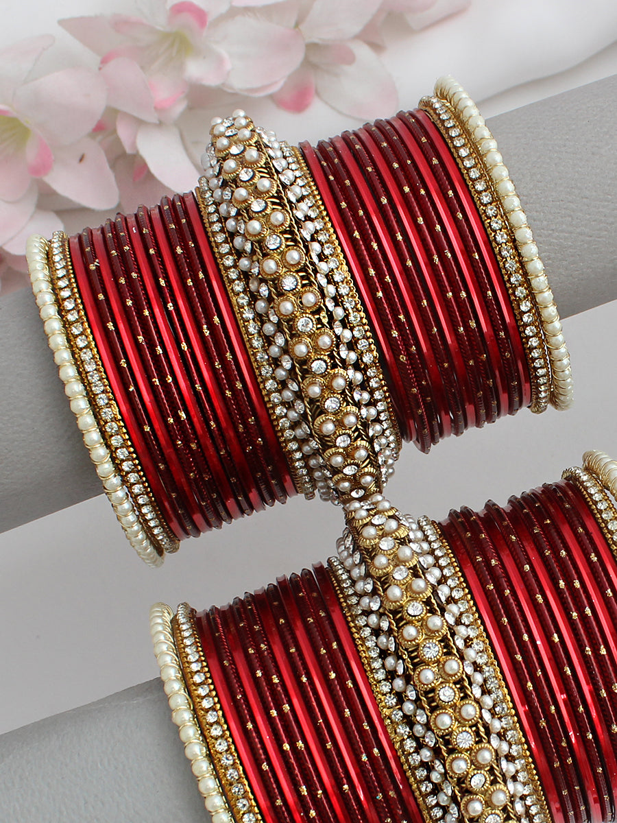 Yashna Bangle Set / Stack-Maroon 