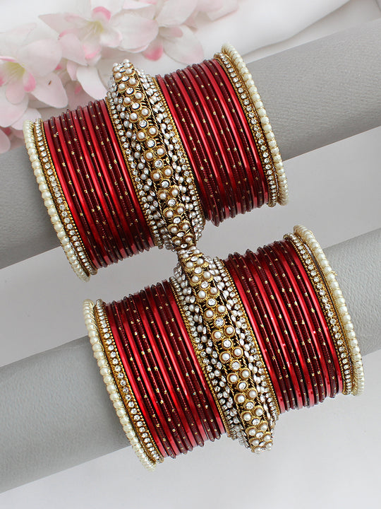 Yashna Bangle Set / Stack-Maroon 