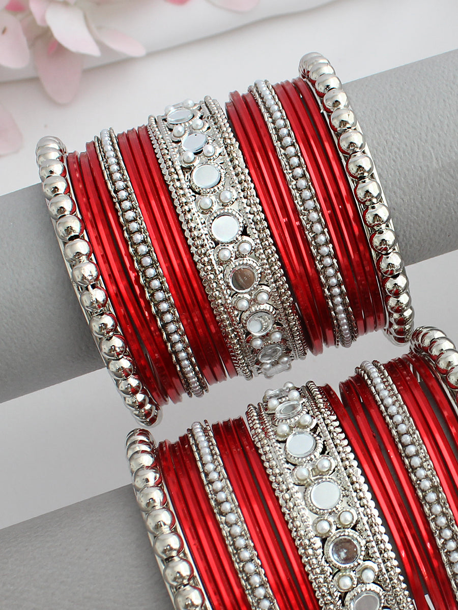 Vrishti Bangle Set / Stack -Red