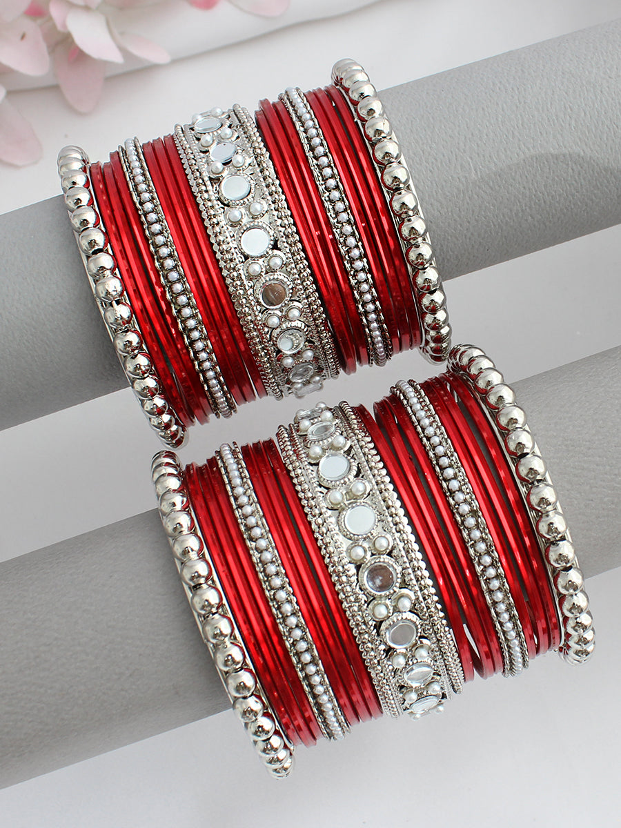 Vrishti Bangle Set / Stack -Red