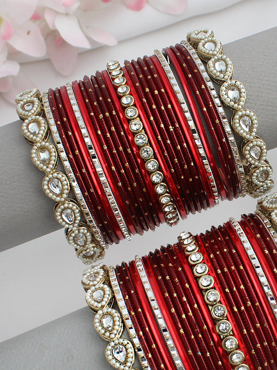 Trisha Bangle Set / Stack-Maroon 