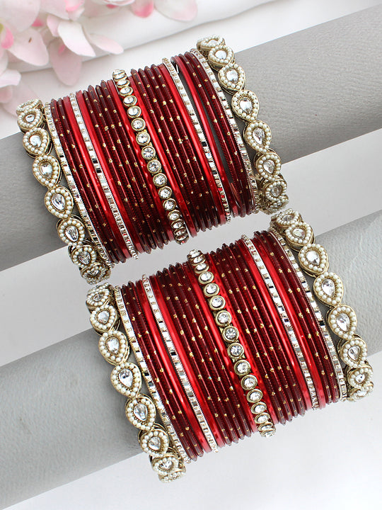 Trisha Bangle Set / Stack-Maroon 