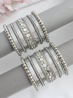 Vrishti Bangle Set / Stack -Silver 