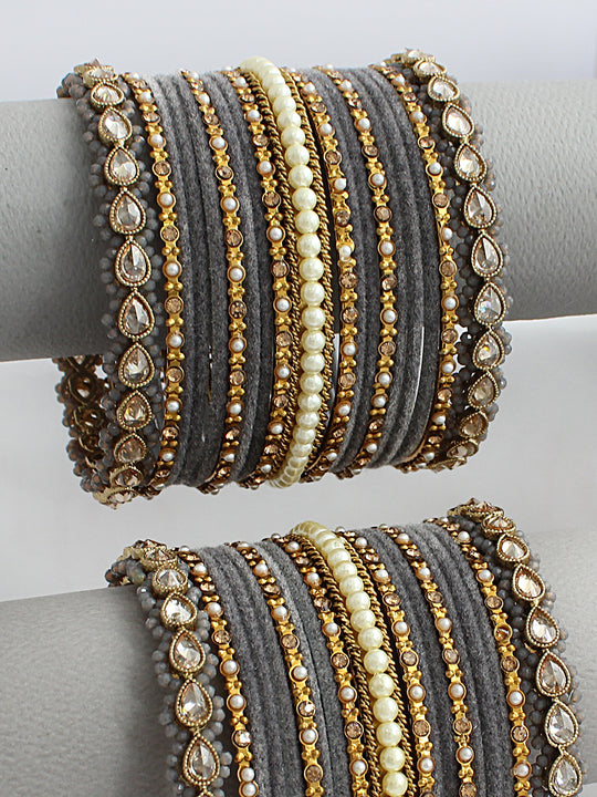 Paridhi Bangle Set / Stack-Grey