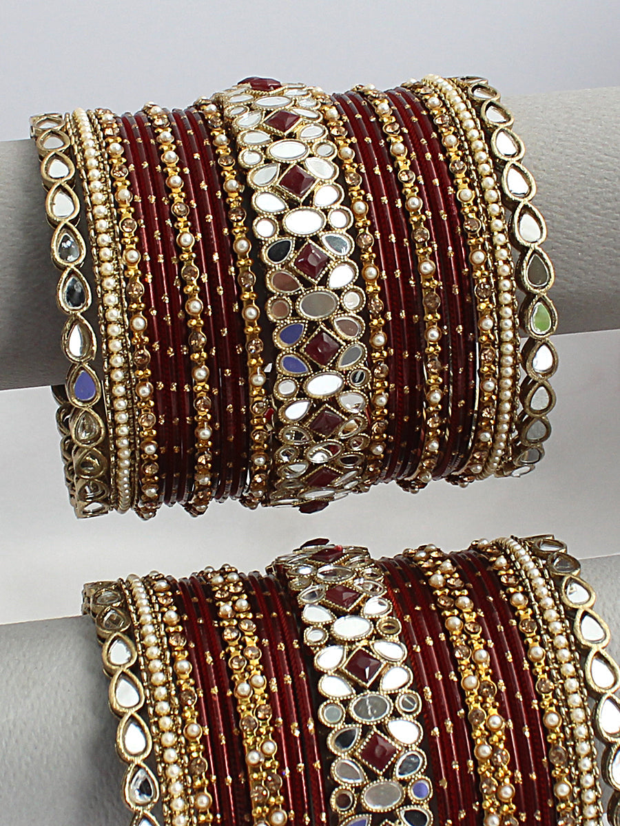 Itisha Bangle Set / Stack-maroon