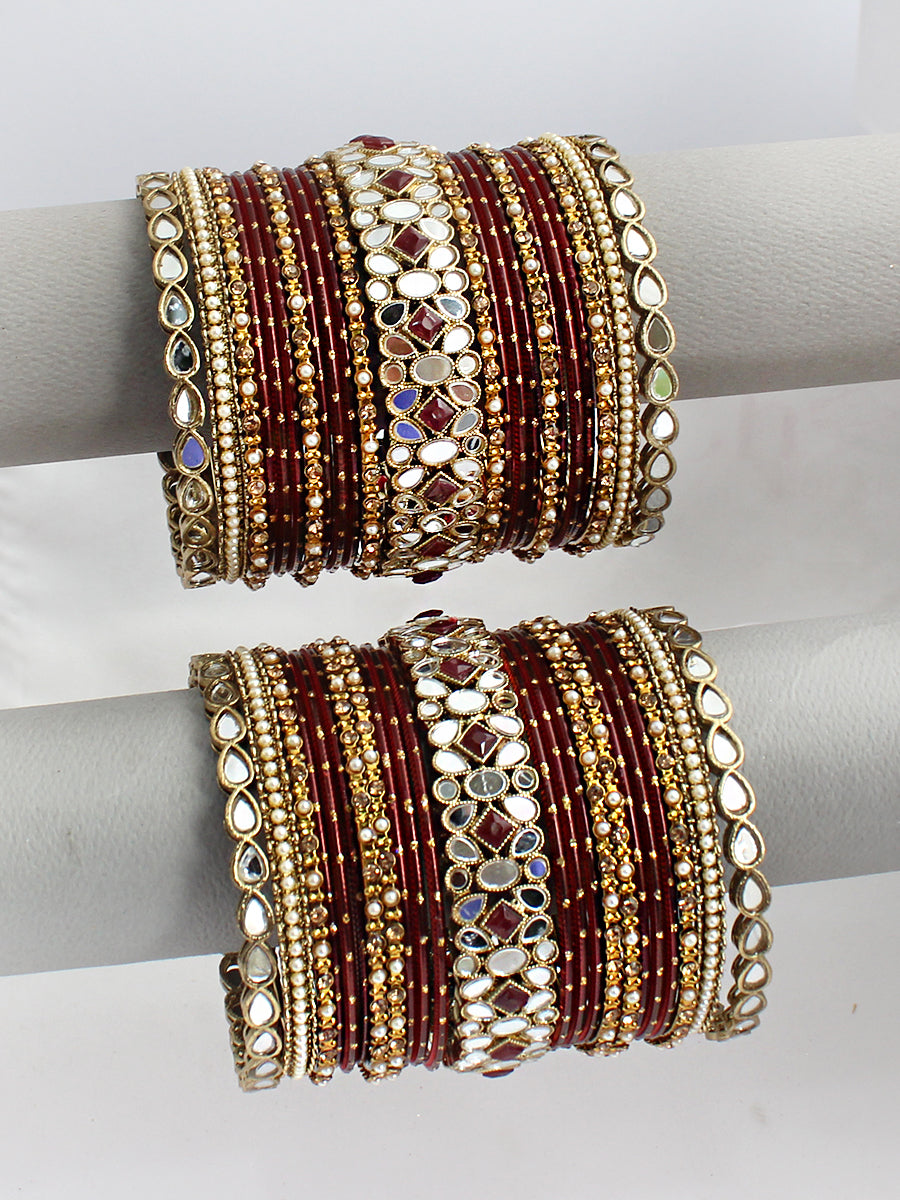 Itisha Bangle Set / Stack-maroon