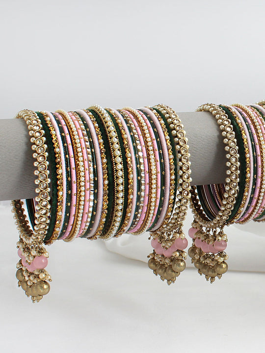 Dhanvi Bangle Set / Stack-Pastel Pink