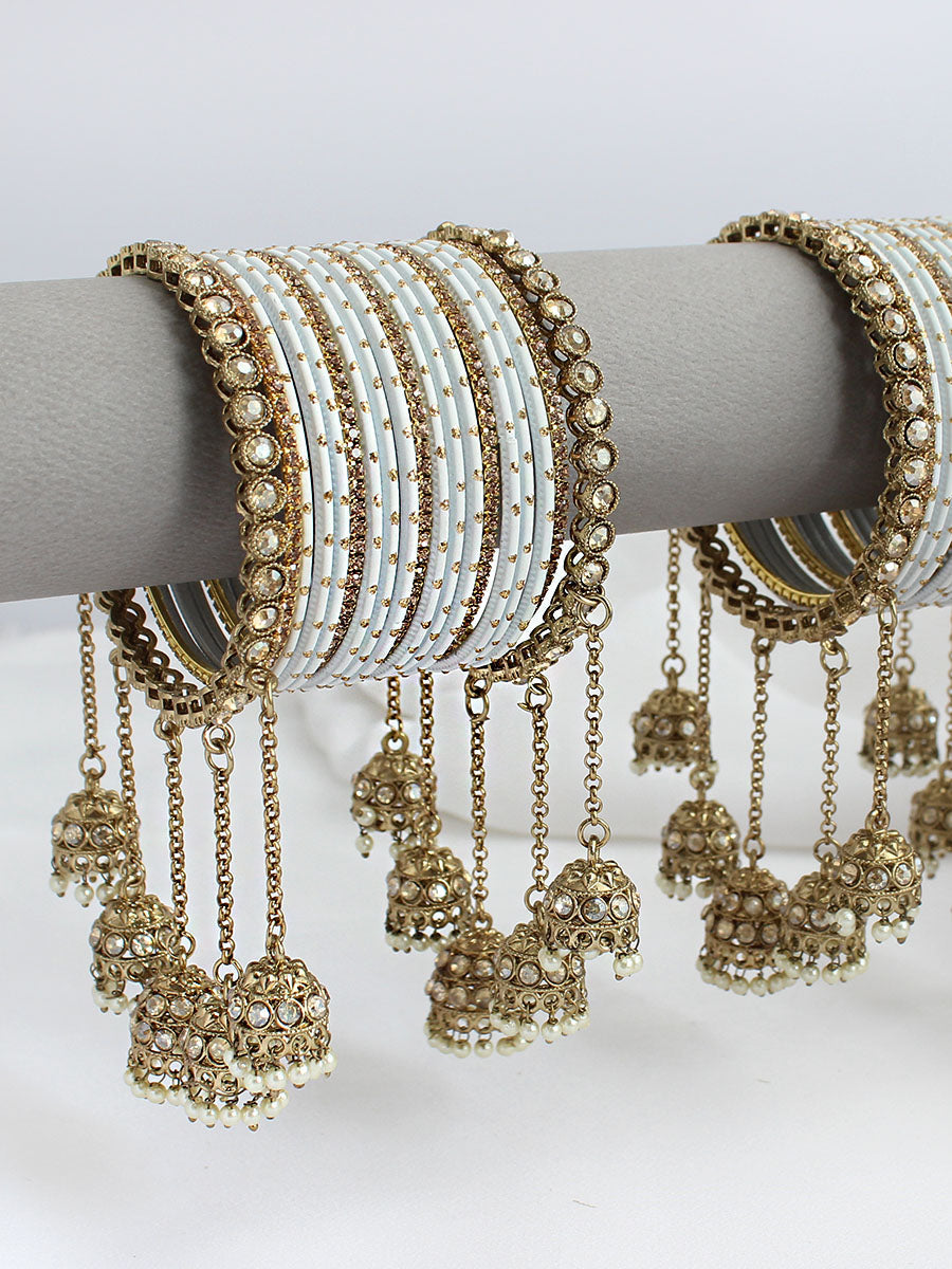 Aneeza Bangle Set / Stack-White 