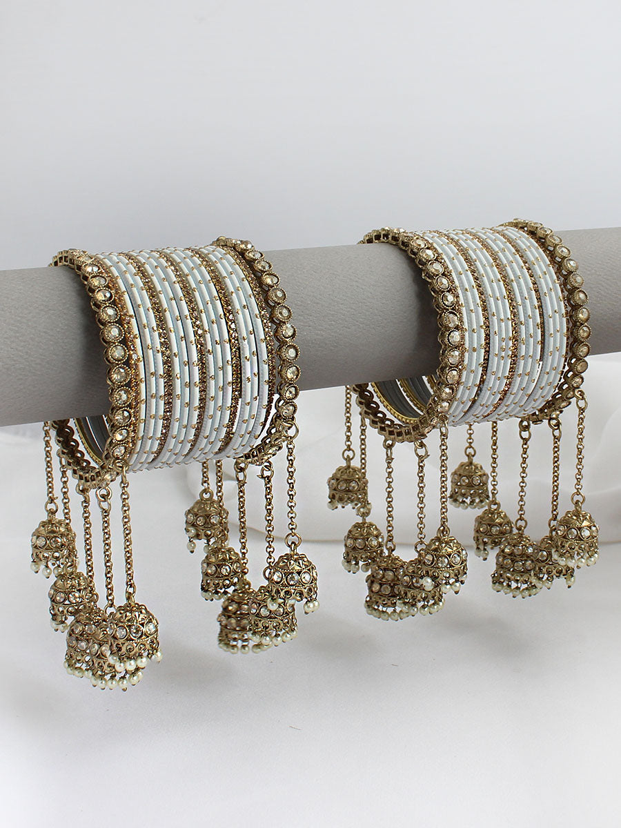 Aneeza Bangle Set / Stack-White 