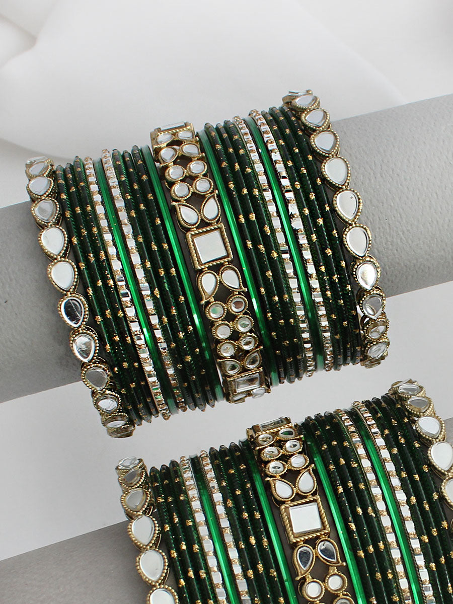 Mrinali Bangle Set / Stack-Green