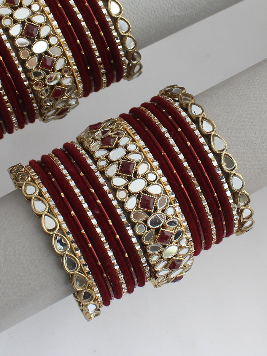 Urjita Bangle Set / Stack-Maroon
