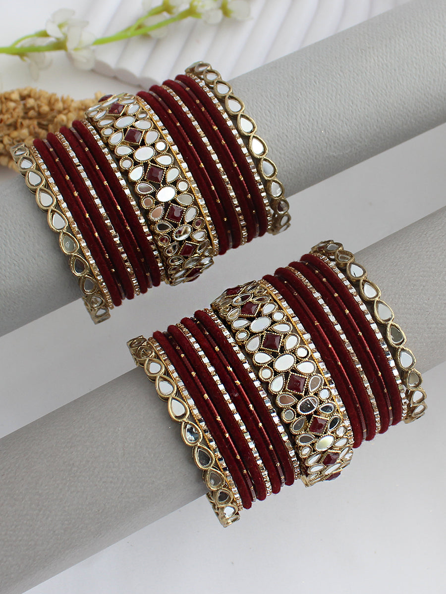 Urjita Bangle Set / Stack-maroon