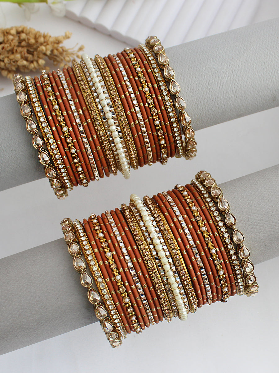 Dhara Bangle Set / Stack-Brown