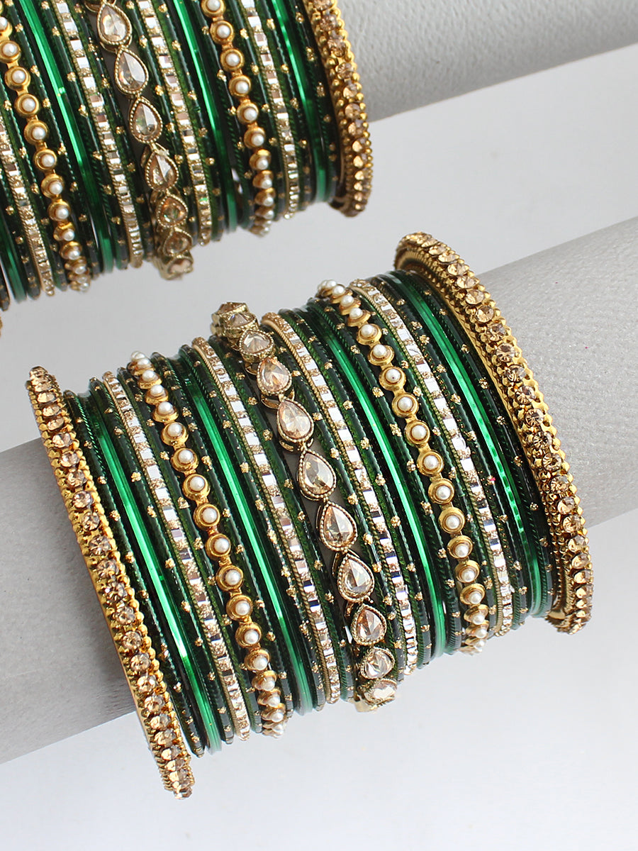 Maheen Bangle Set / Stack-Green