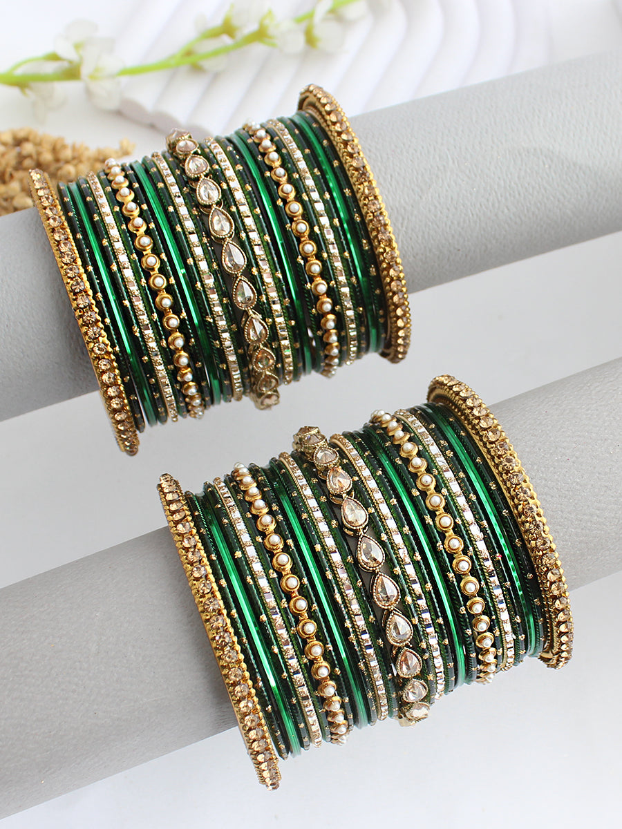 Maheen Bangle Set / Stack-Green