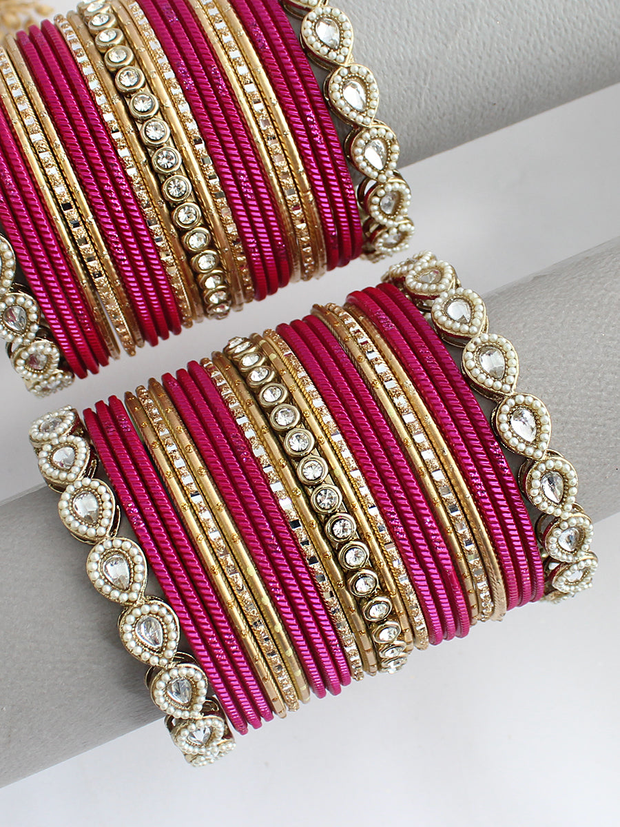 Kaynat Bangle Set / Stack-Hot Pink