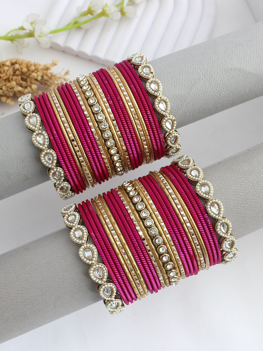 Kaynat Bangle Set / Stack-Hot Pink
