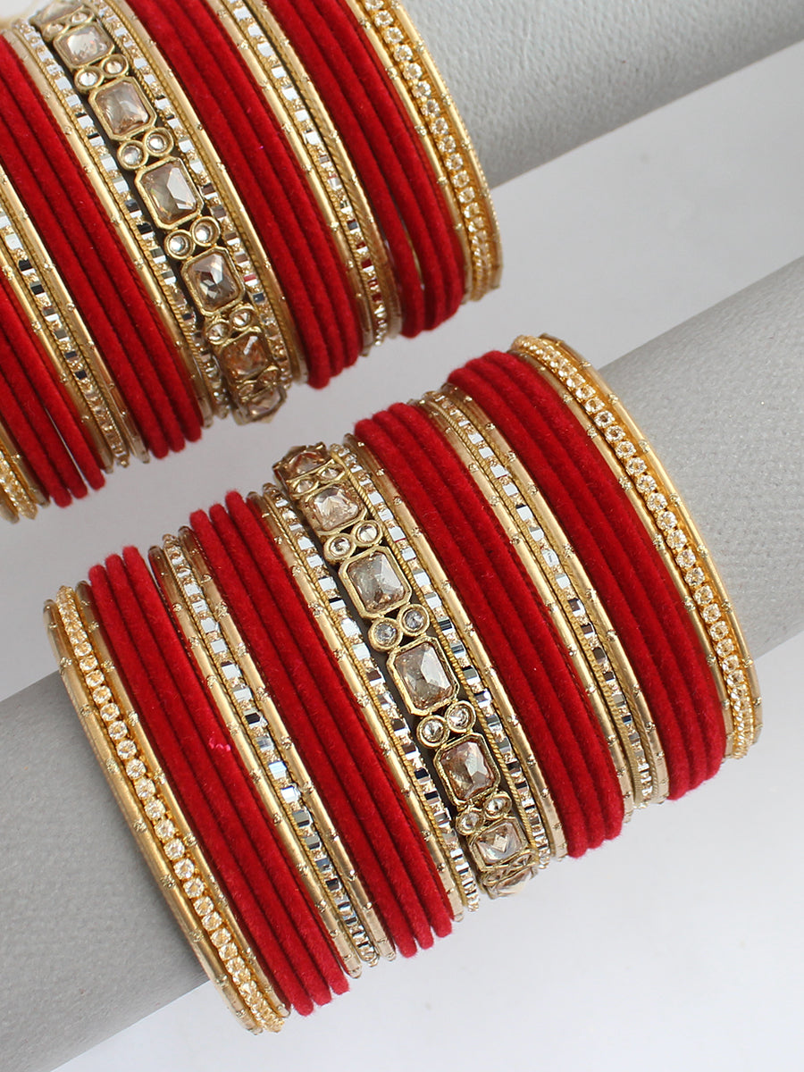 Shabina Bangle Set / Stack-Red