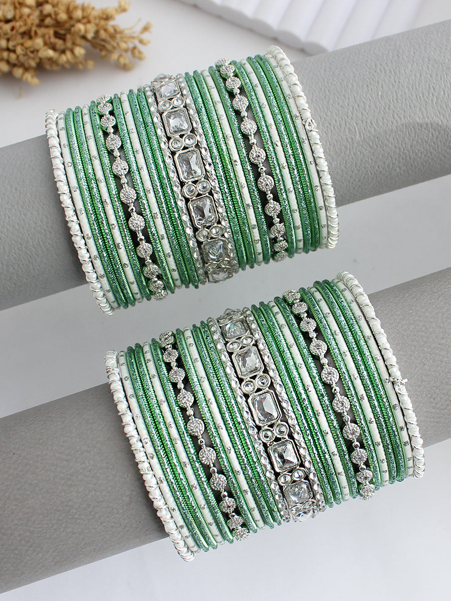 Kritya Bangle Set / Stack-Mint Green