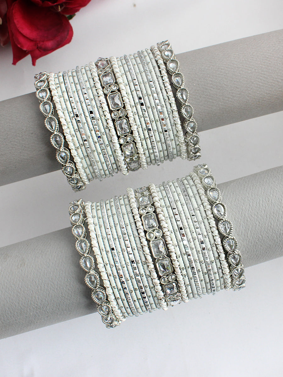 Aamya Bangle Set / Stack-White