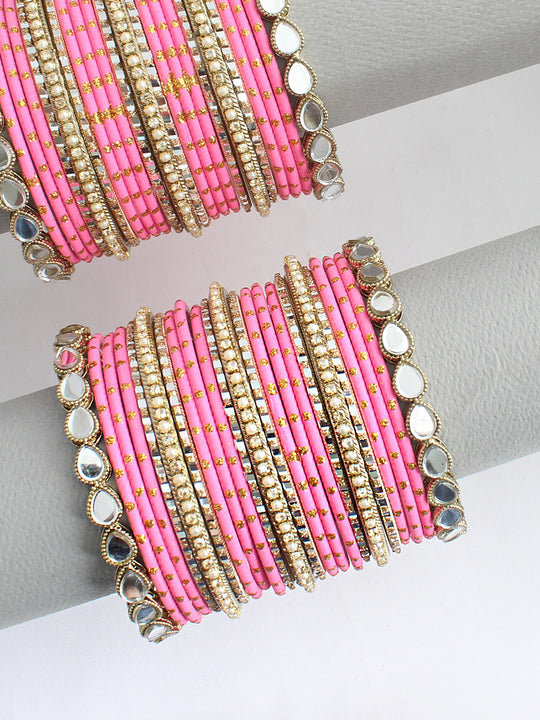 Tahira Bangle Set / Stack-Pink
