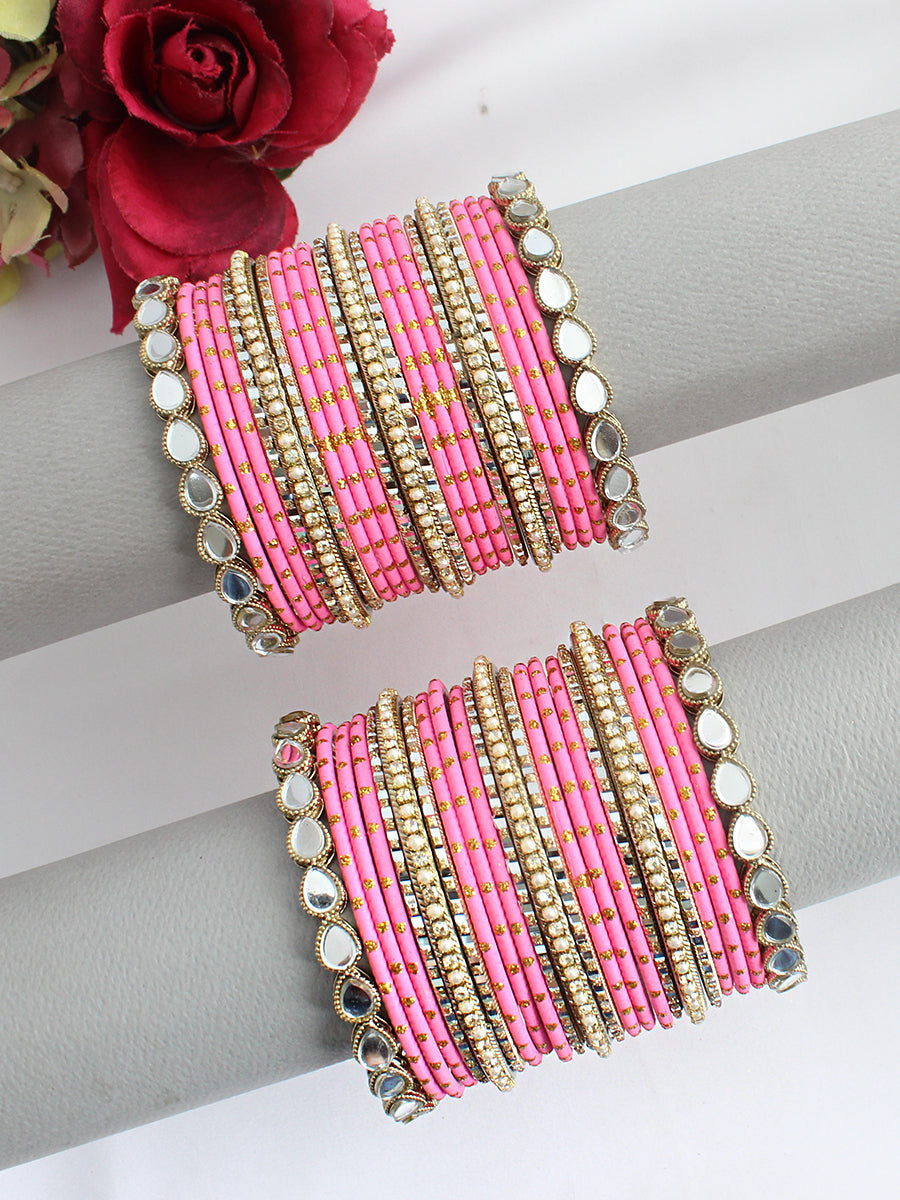 Tahira Bangle Set / Stack-Pink
