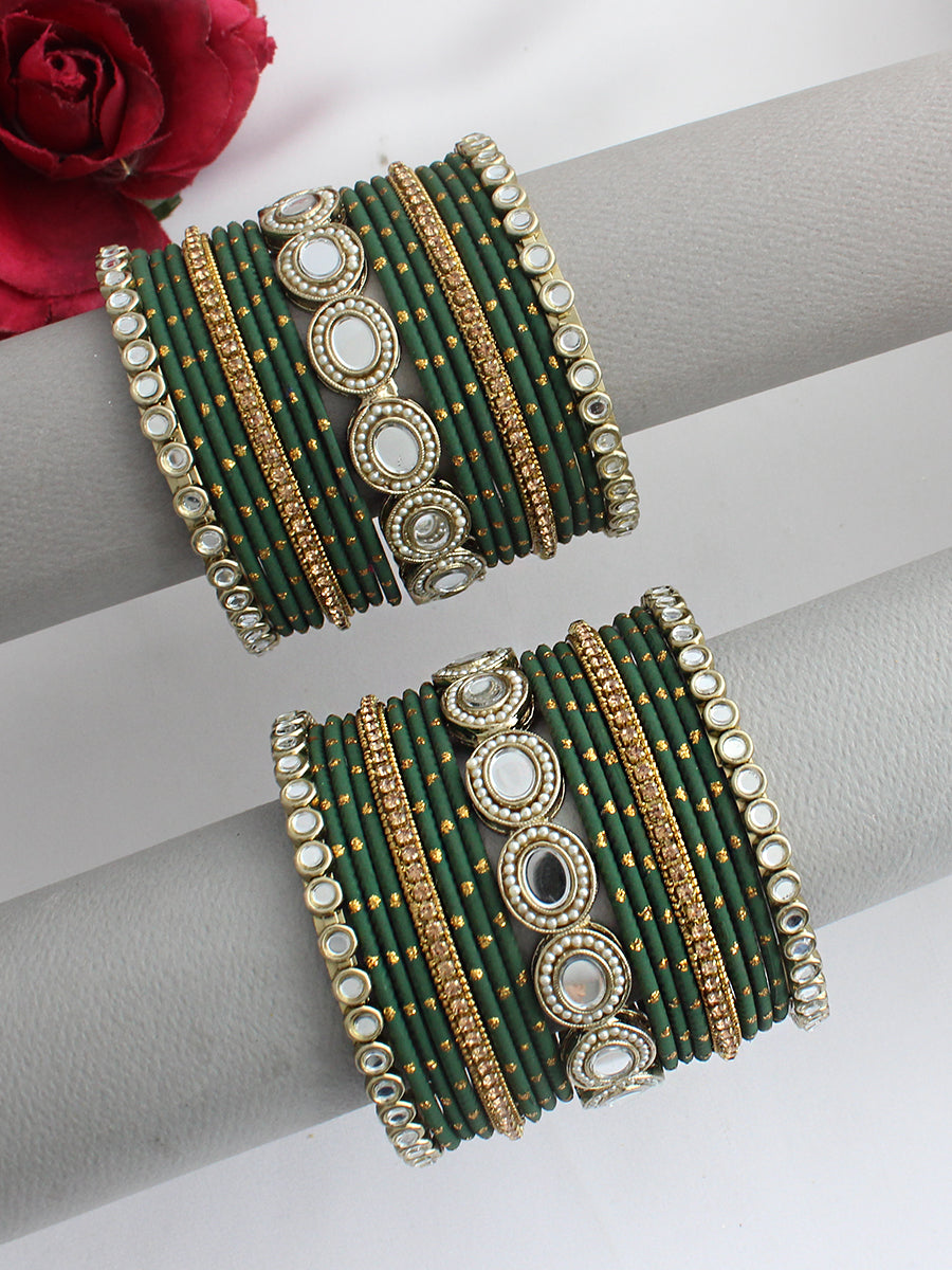 Lekha Bangle Set / Stack-Green