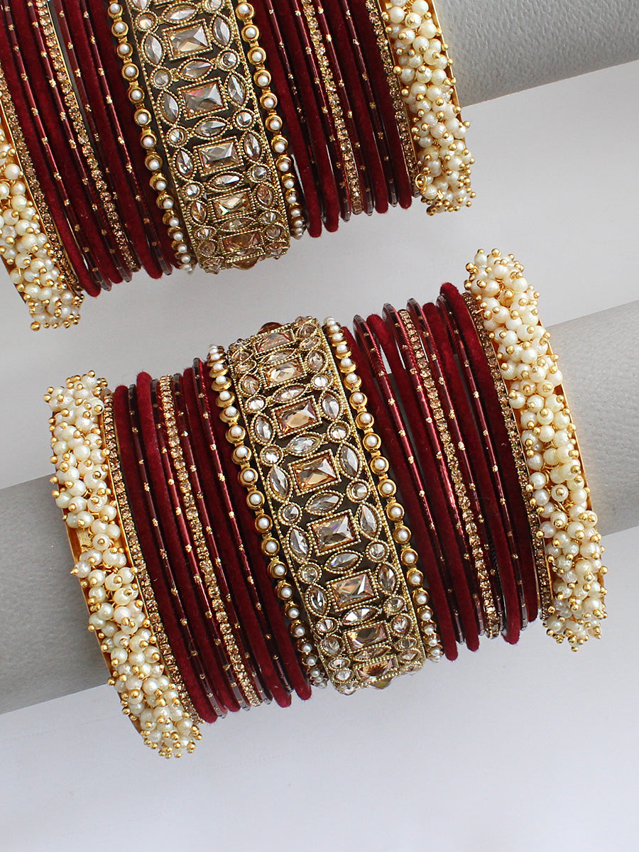 Ushani Bangle Set / Stack-Maroon