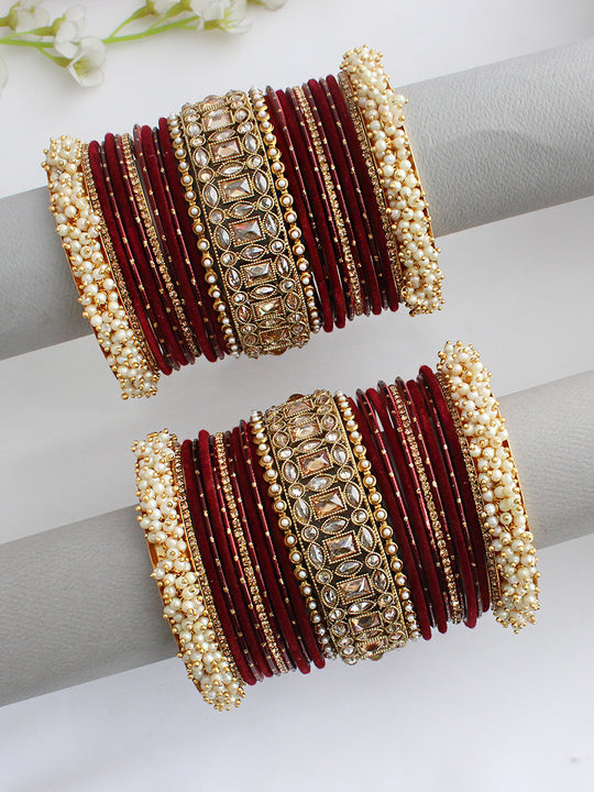 Ushani Bangle Set / Stack-Maroon