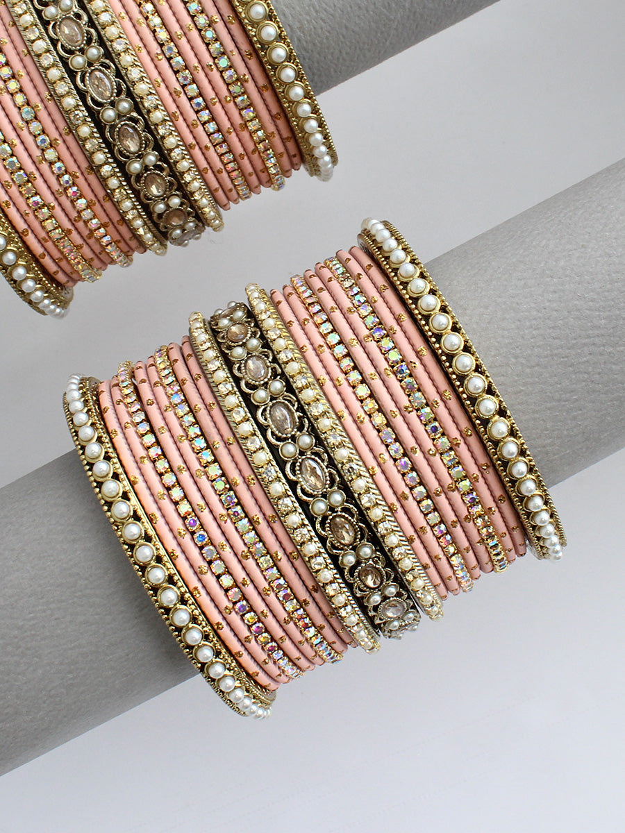 Apoorvi Bangle Set / Stack-Peach