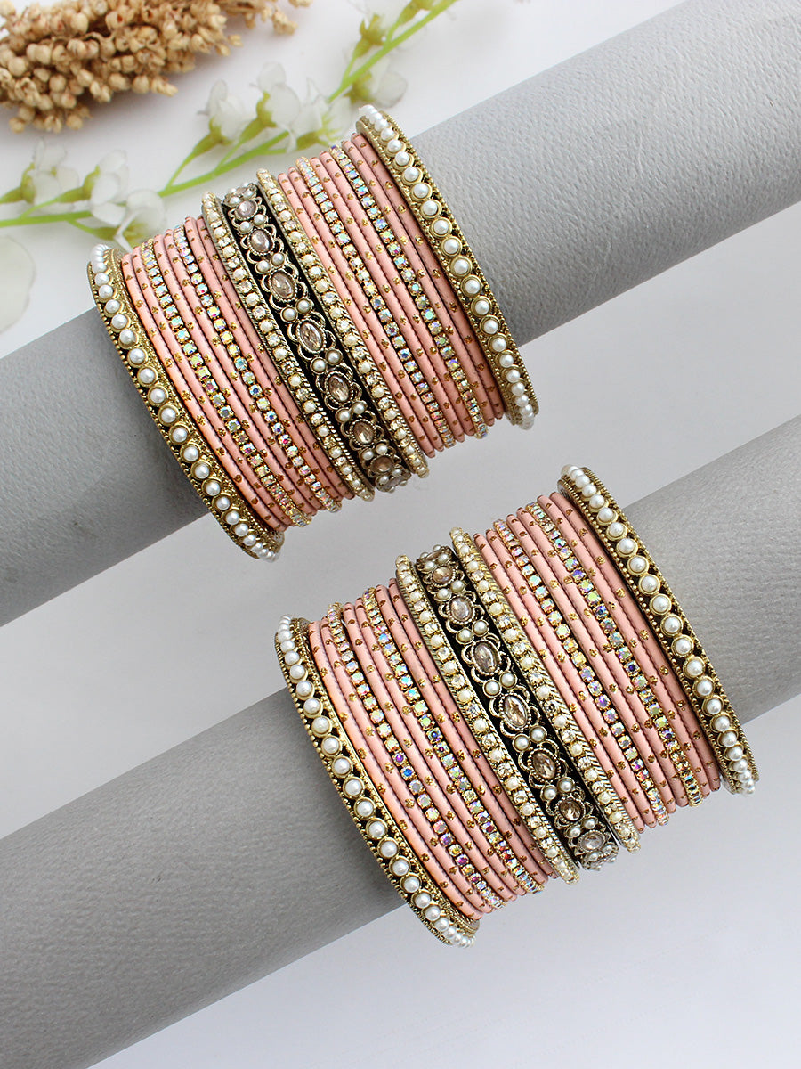 Apoorvi Bangle Set / Stack-Peach