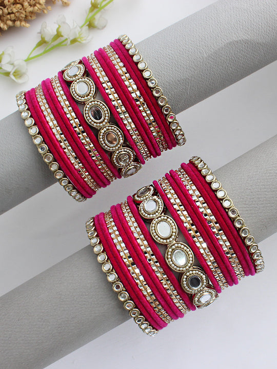 Tanvi Bangle Set / Stack-Hot Pink