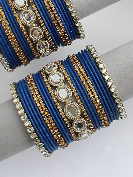 Swastika Bangle Set / Stack-Blue