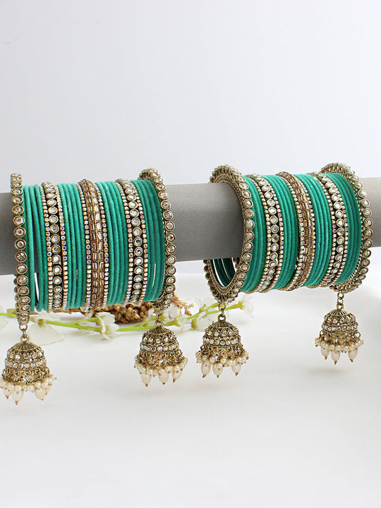 Rivya Bangle Set / Stack- Sea Green