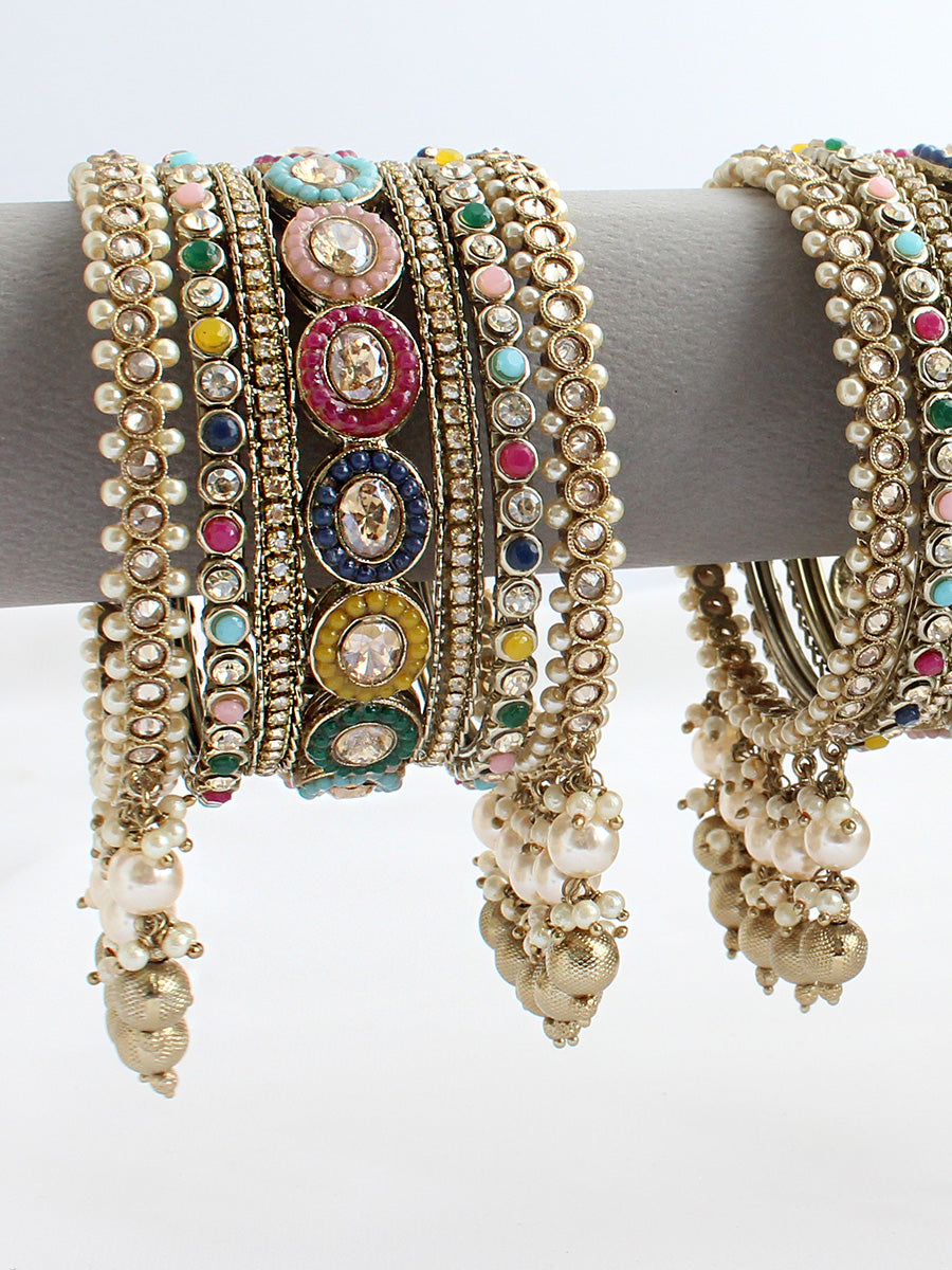 Dhruvi Bangle Set / Stack-Multicolor