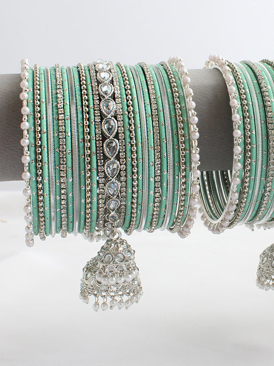 Inakshi Bangle Set / Stack-Mint Green
