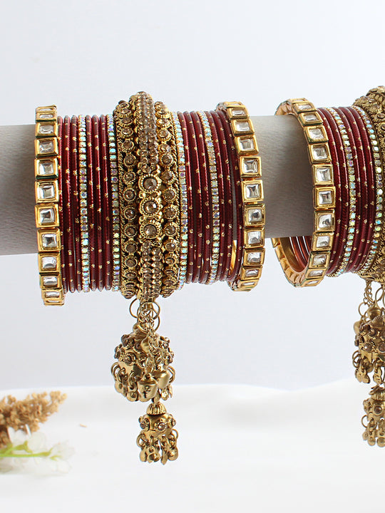 Trisha Bangle Set / Stack-Maroon