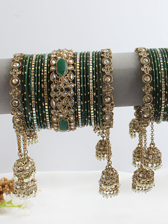 Krishika Bangle Set / Stack-Green