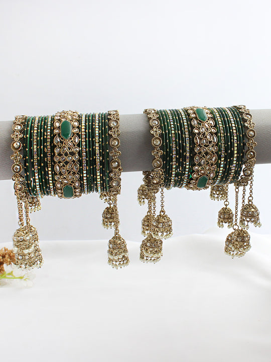 Krishika Bangle Set / Stack-Green