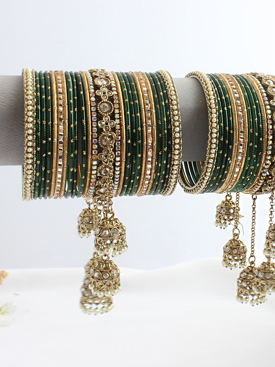 Tanusha Bangle Set / Stack-Green