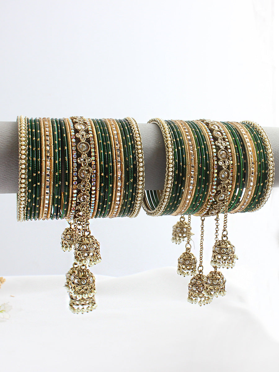 Tanusha Bangle Set / Stack-Green