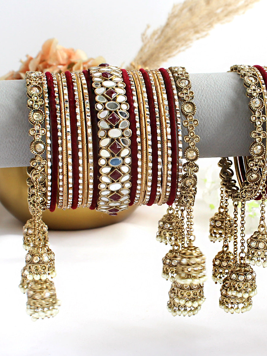 Harshita Bangle Set / Stack-maroon