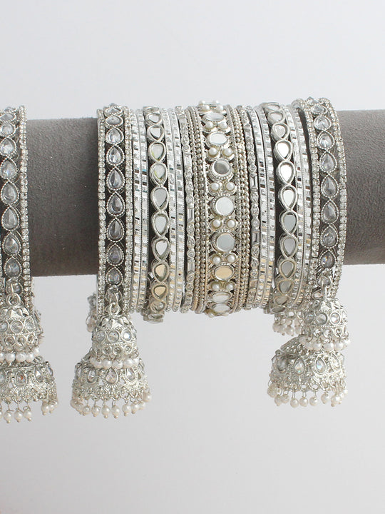 Naysha Bangle Set / Stack-Silver