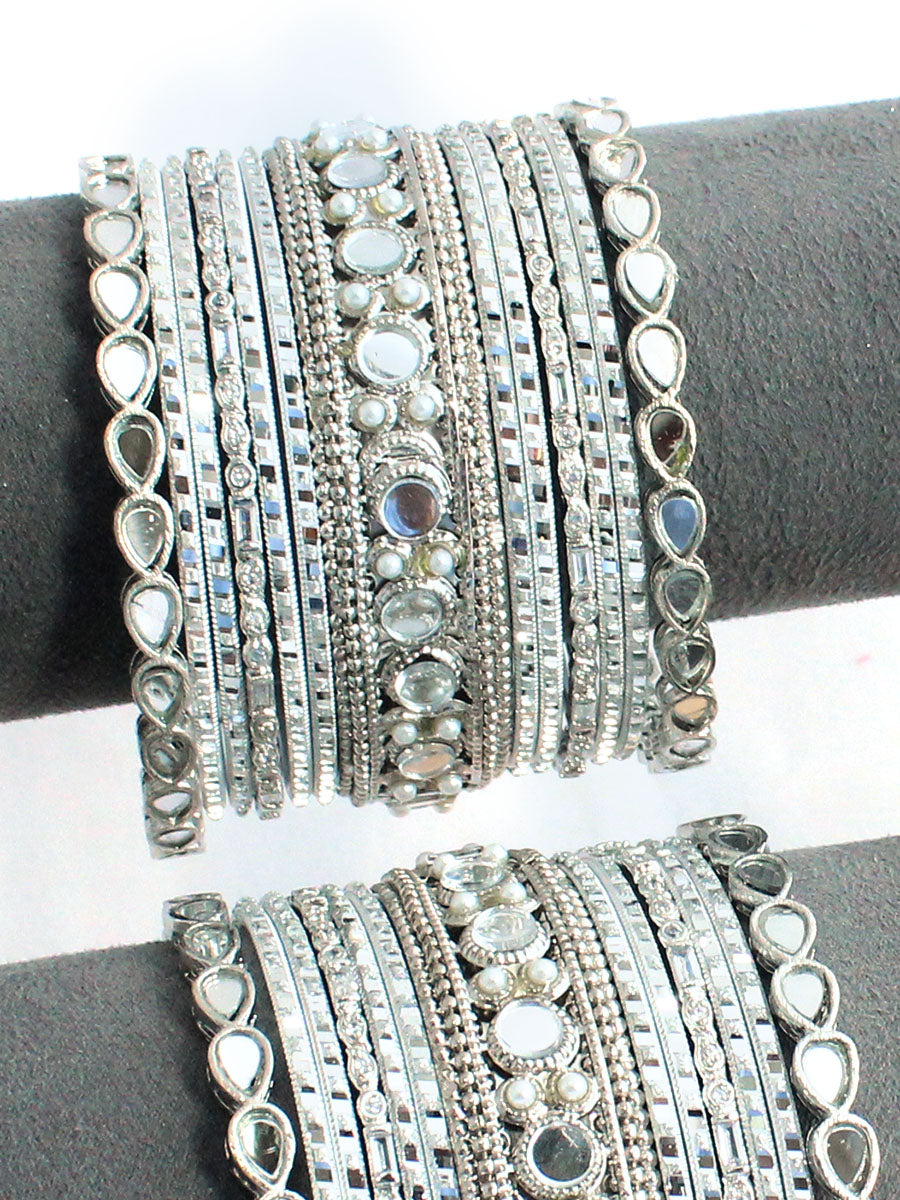 Naysha Bangle Set-Silver
