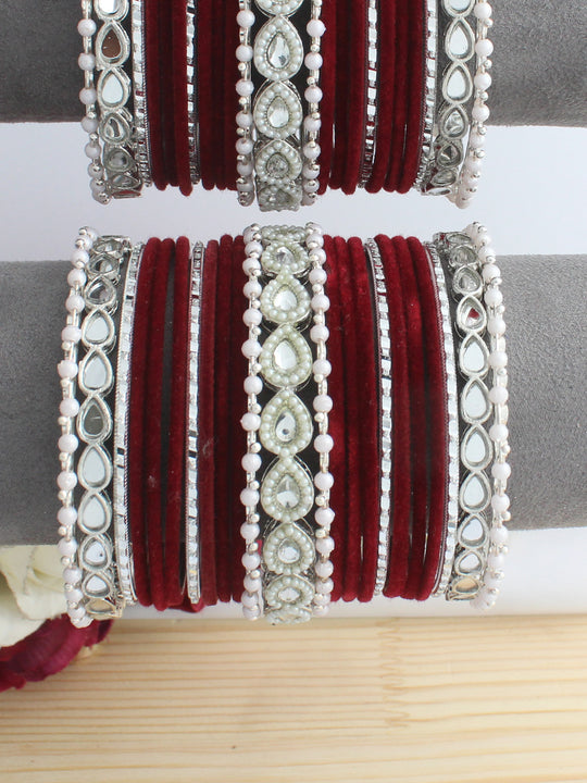 Pihu Bangle Set / Stack-Maroon