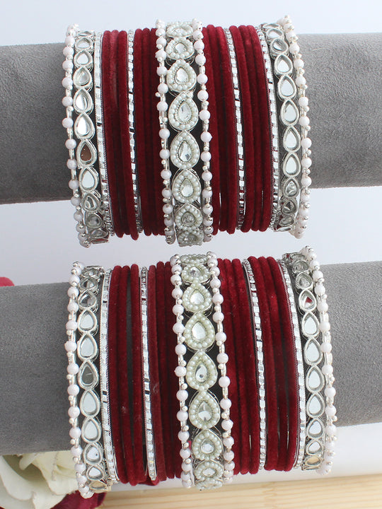 Pihu Bangle Set / Stack-Maroon